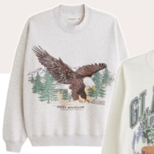 Abercrombie & Fitch White Graphic Sweatshirt